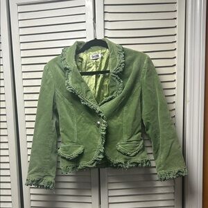 Snazzie vintageSage Green Women's Blazer with Ruffle Trim